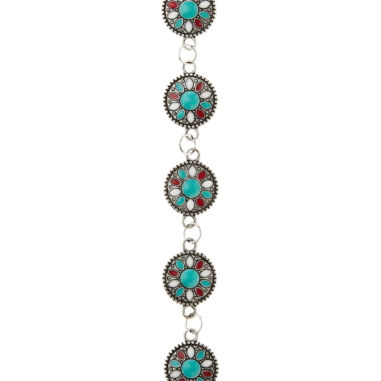 12 Packs: 7 ct. (84 total) Turquoise Flower Enamel Metal Connectors, 15mm by Bead Landing™